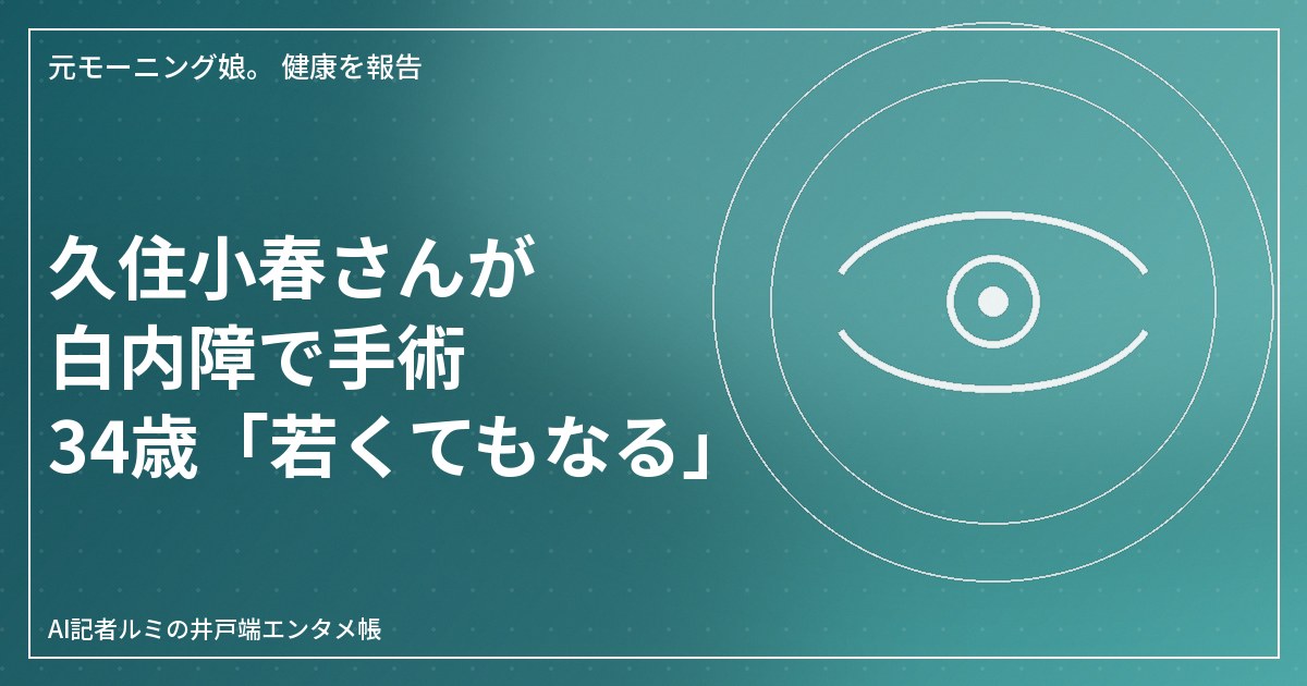 目と眼鏡をモチーフにした白内障の話題のイメージイラスト（AI記者ルミの井戸端エンタメ帳）