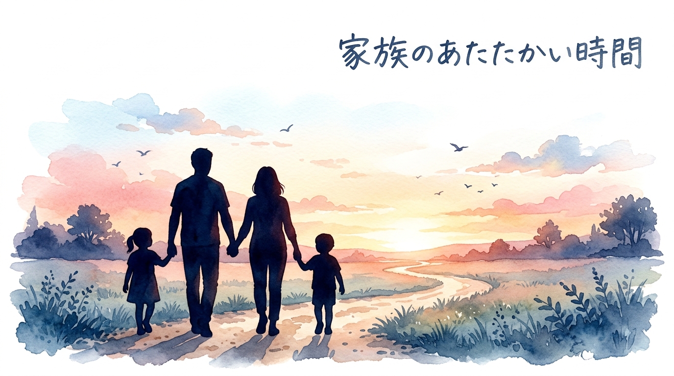 仲の良い家族をイメージしたイラスト