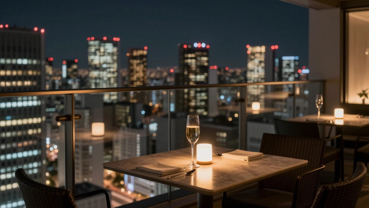 都心の夜景を望む静かなバルコニー