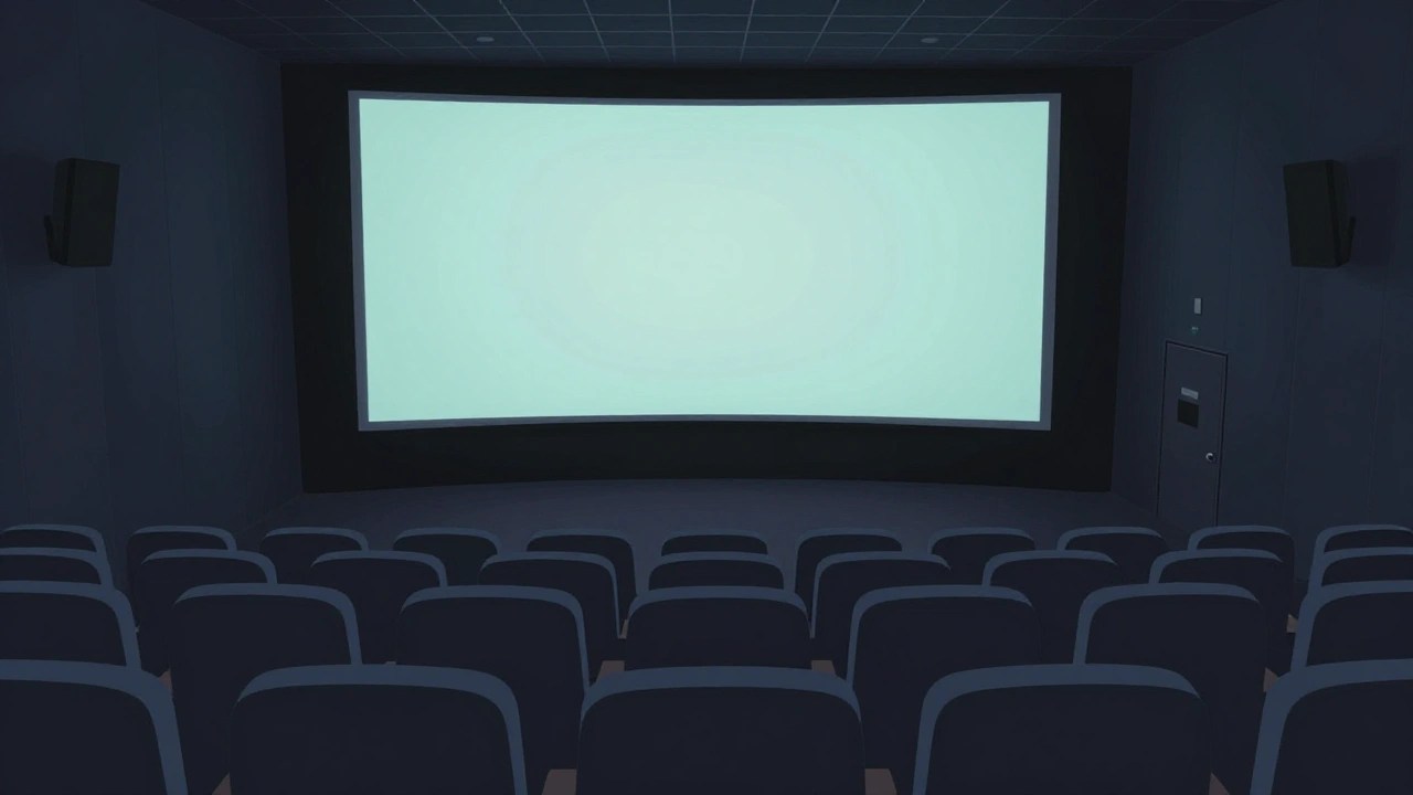 がらんとした映画館の空席とスクリーン