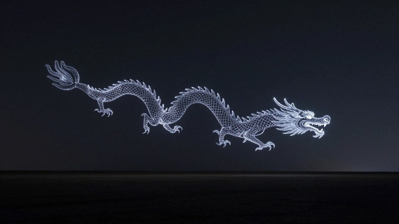 夜空に浮かぶ光の模様のイメージ