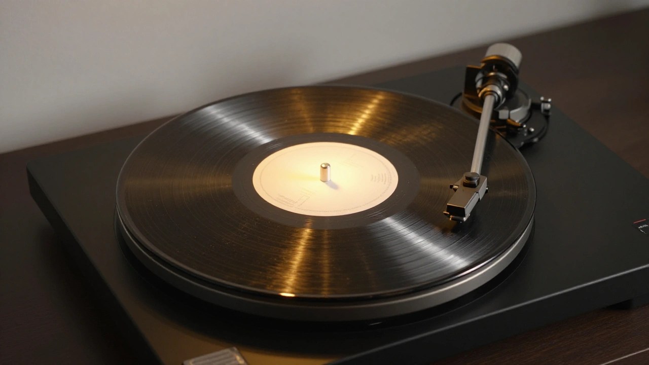 ターンテーブルで回るアナログレコード