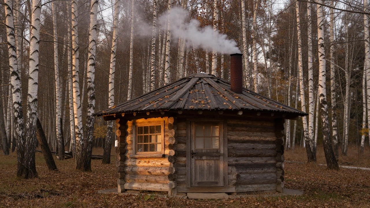 白樺林の丸太小屋のイメージ