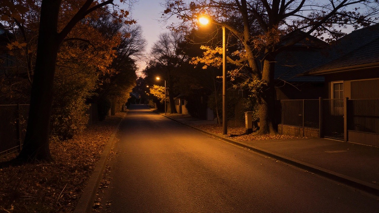 秋の夕暮れの路地のイメージ