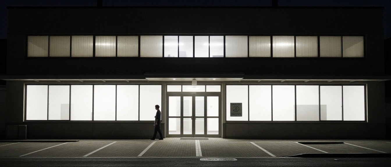 夜のテレビ局スタジオ外観