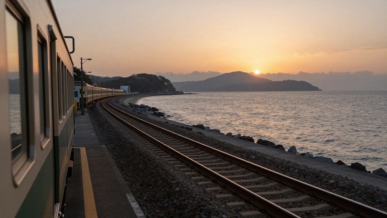 海沿いを走るローカル線の線路