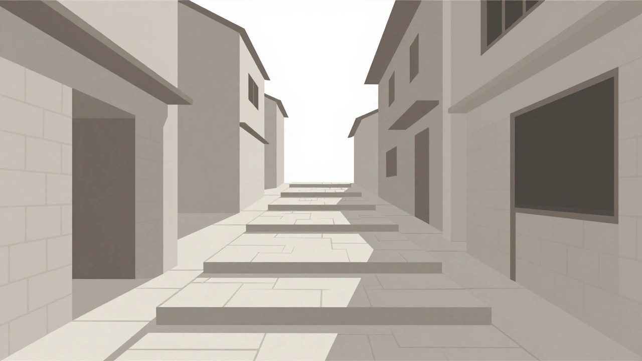 石畳の古い街路と石段