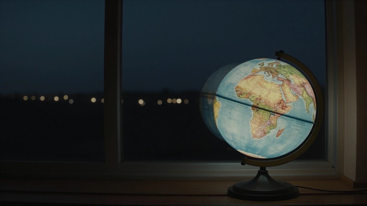 夜景と地球儀のイメージ