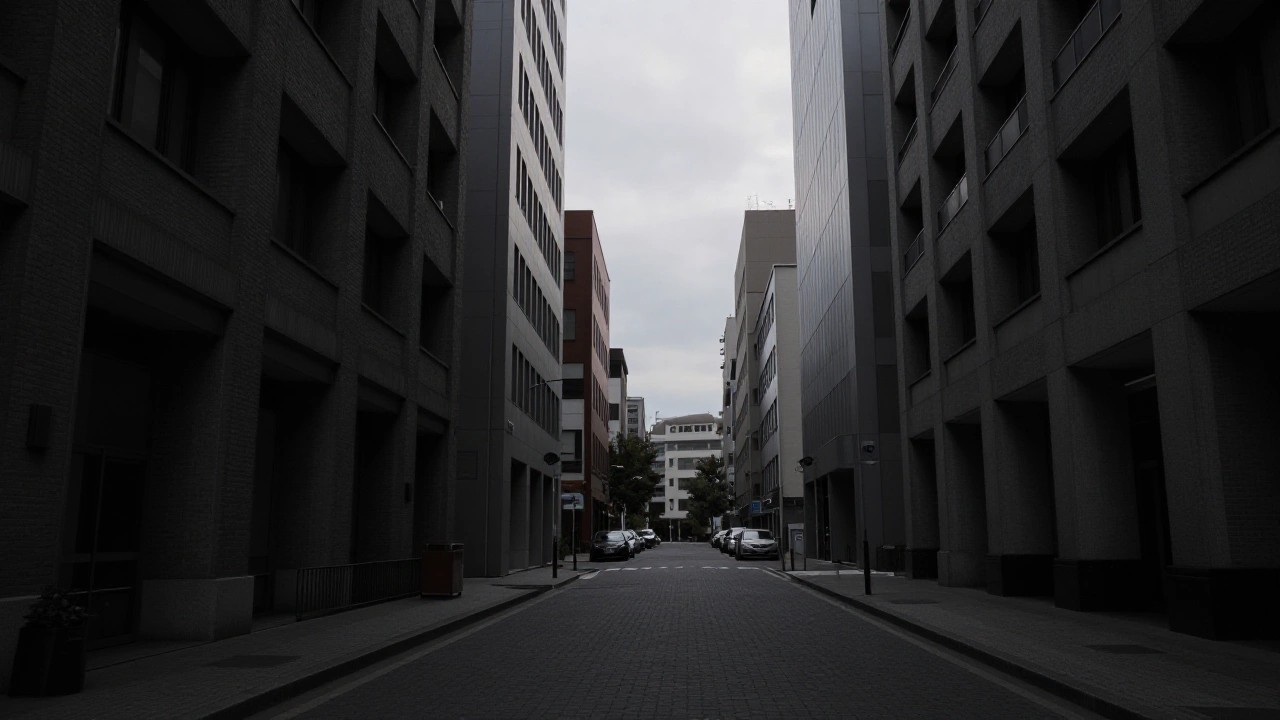 曇り空の街並みのイメージ