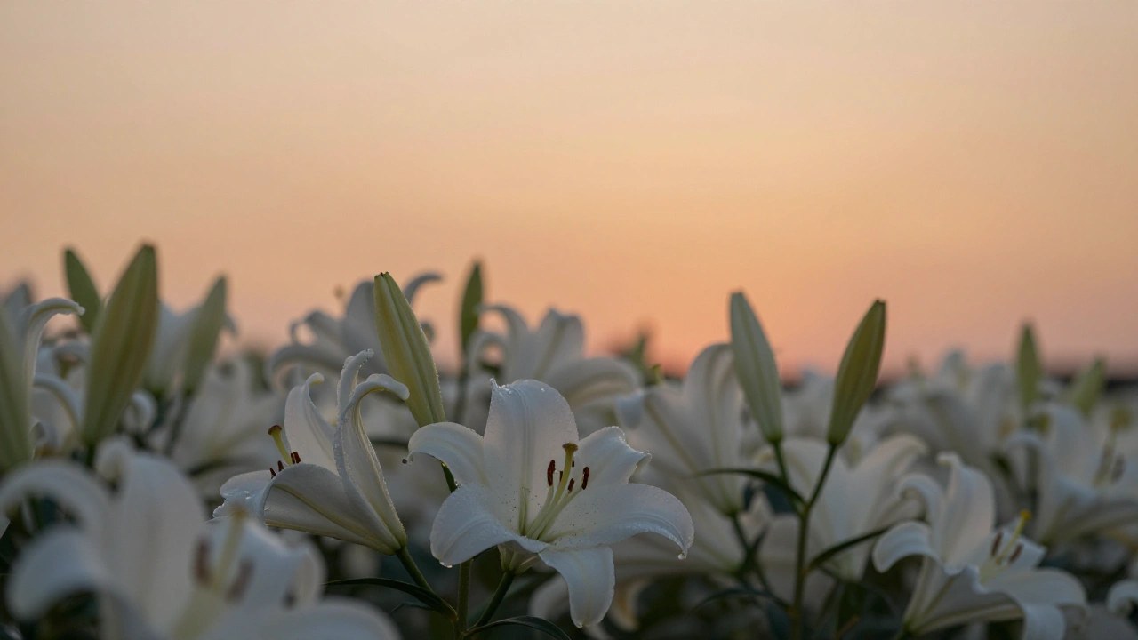 夕暮れの百合の花のイメージ