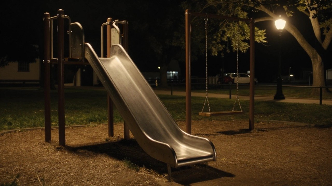 夜の公園のすべり台のイメージ